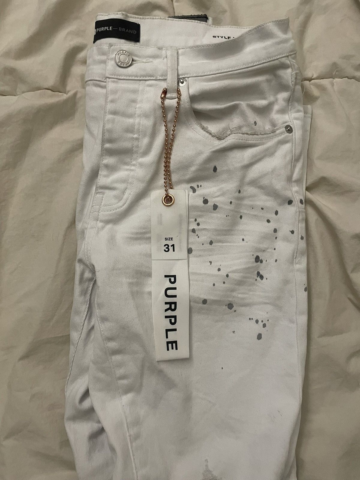 Purple Brand White purple jeans with grey specs Size US 31 - 3 Thumbnail