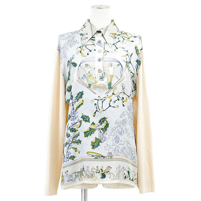 Hermes Hermes Hermes NEIGE D'ANTAN Silk Wool Pullover Textile Tops DUTY FREE for USA Size ONE SIZE - 1 Thumbnail