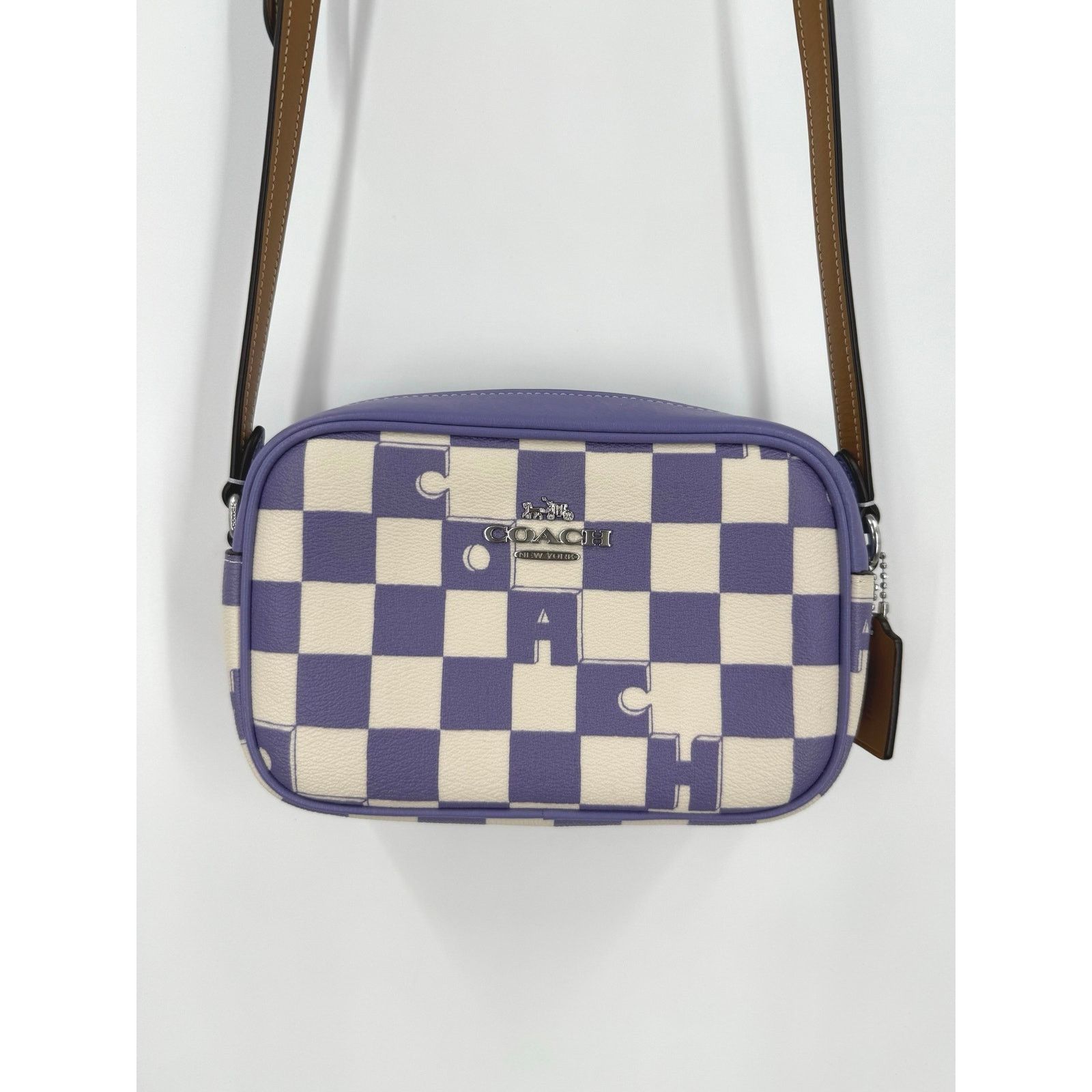 Coach Outlet Mini Jamie Camera Bag Checkerboard Print in White, Women's