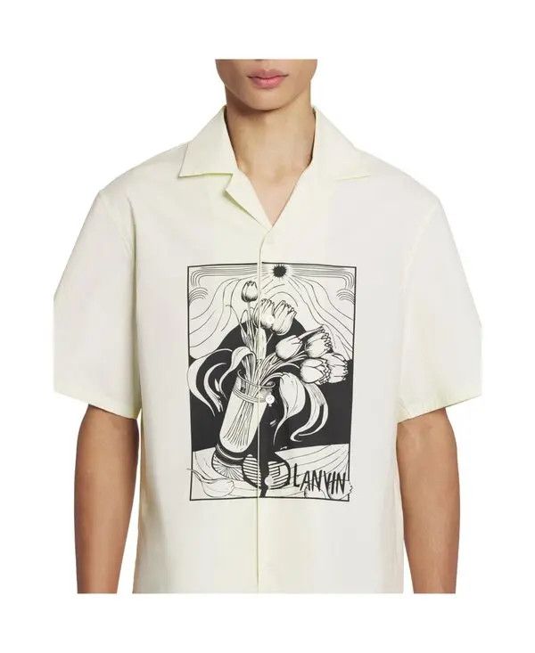 Lanvin oc11z0426 Printed Cotton Shirt in Off White Size US S / EU 44-46 / 1 - 5 Thumbnail
