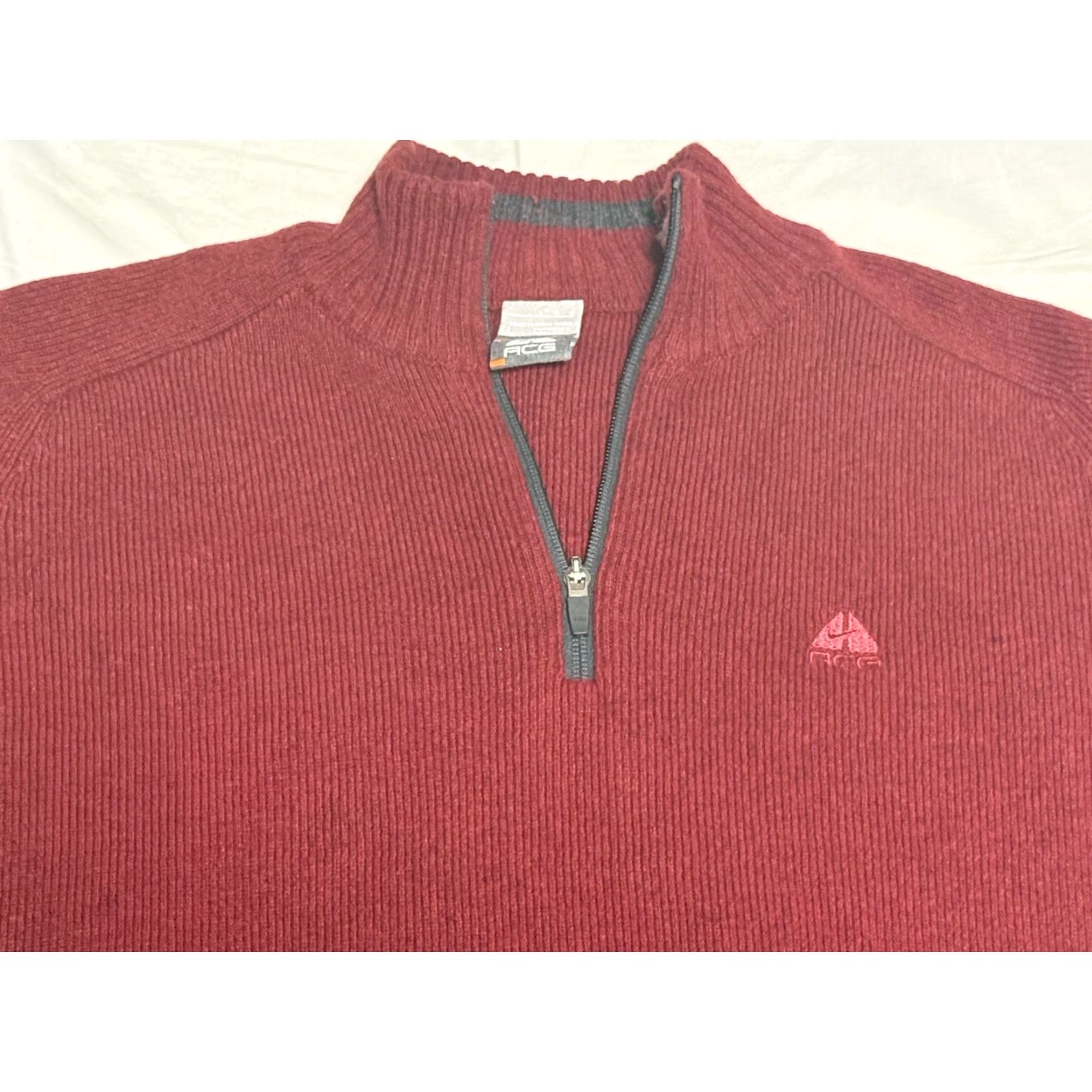 Nike ACG VINTAGE Nike ACG Sweater Shirt Men's Large Mock Neck 1/4 Zip LambsWool Red 2000s Y2K Mens Size US L / EU 52-54 / 3 - 2 Thumbnail