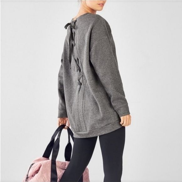 Fabletics Fablethics Nina Gray Hockey Lace-up Neckline Long Sleeve Sz. Size S / US 4 / IT 40 - 3 Thumbnail