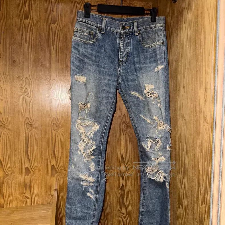 Saint Laurent Paris Saint Laurent Paris Distressed and ripped denim pants i Size US 31 - 1 Thumbnail