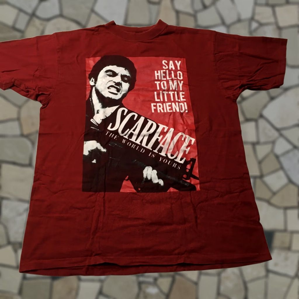 Alltimers VINTAGE Scarface No Snitches Mega Print Red Shirt 2XL BIG GUN Mens T-Shirt Satin Crew Neck Short Sleeve Cotton Graphic Print Vintage 80s 90s Size US XXL / EU 58 / 5 - 1 Thumbnail