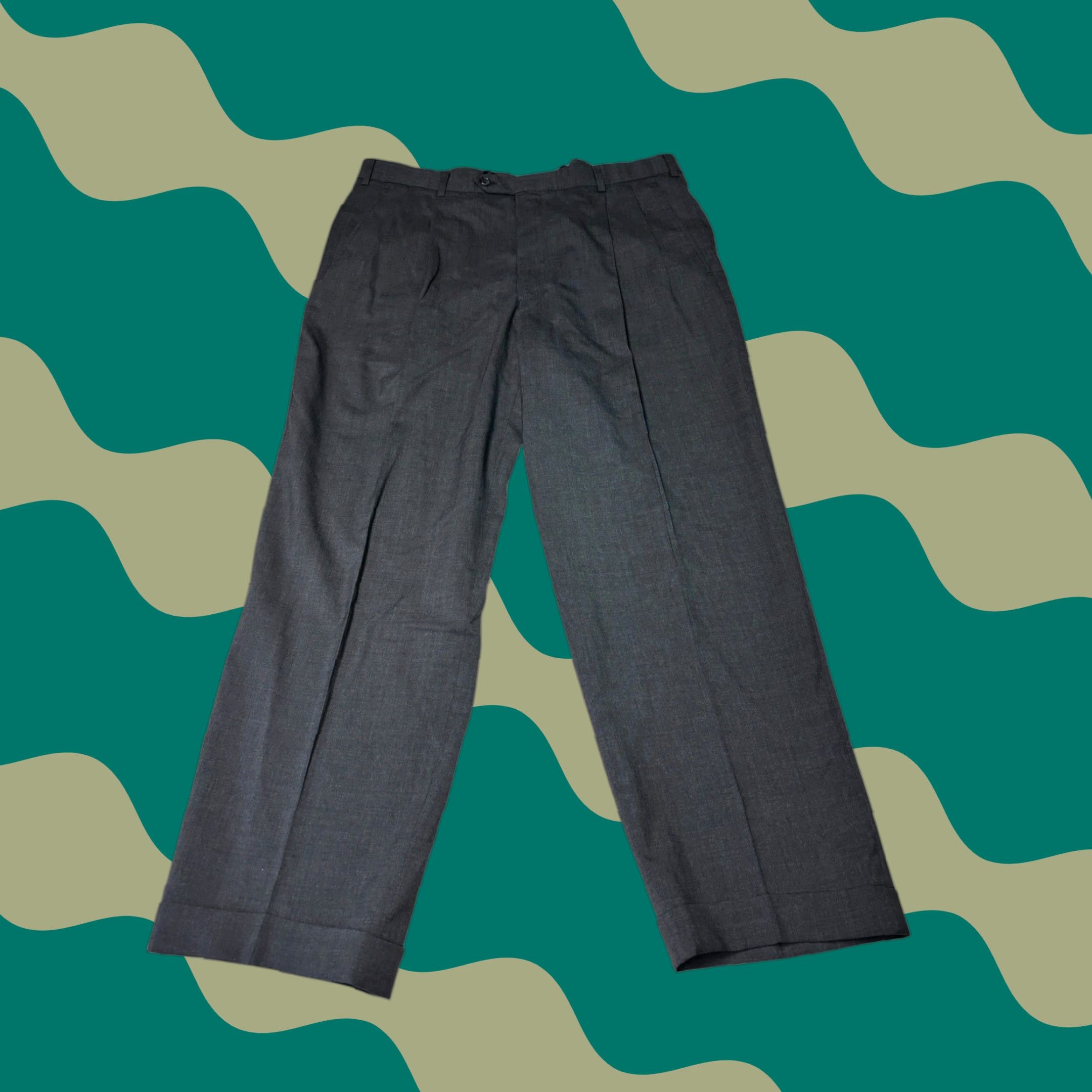 Brooks Brothers Brooks Brothers Brooksease Mens W38L28 Charcoal Gray Wool Pleated Cuffed USA Suit Pants Size 38R - 1 Thumbnail