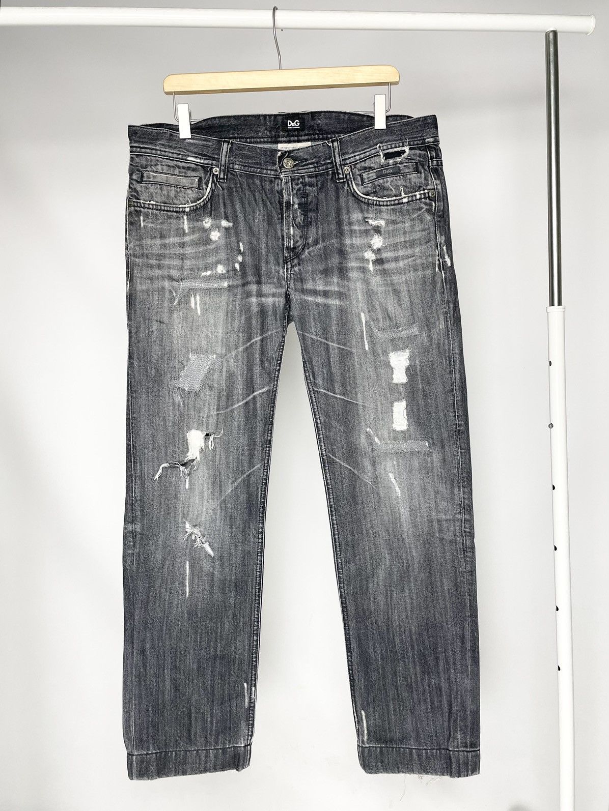 Dolce & Gabbana Dolce & Gabanna Vintage Distressed Faded Black Denim Jeans Size US 36 / EU 52 - 1 Thumbnail