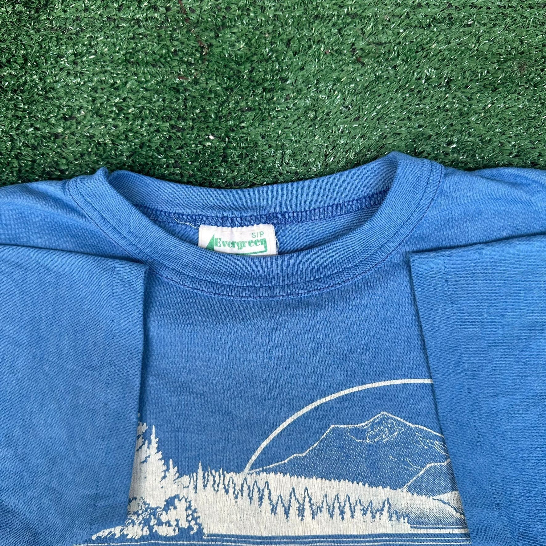 Evergreen Vintage 80s Banff Canada Landscape T-Shirt Blue S Gorpcore Size US S / EU 44-46 / 1 - 3 Thumbnail