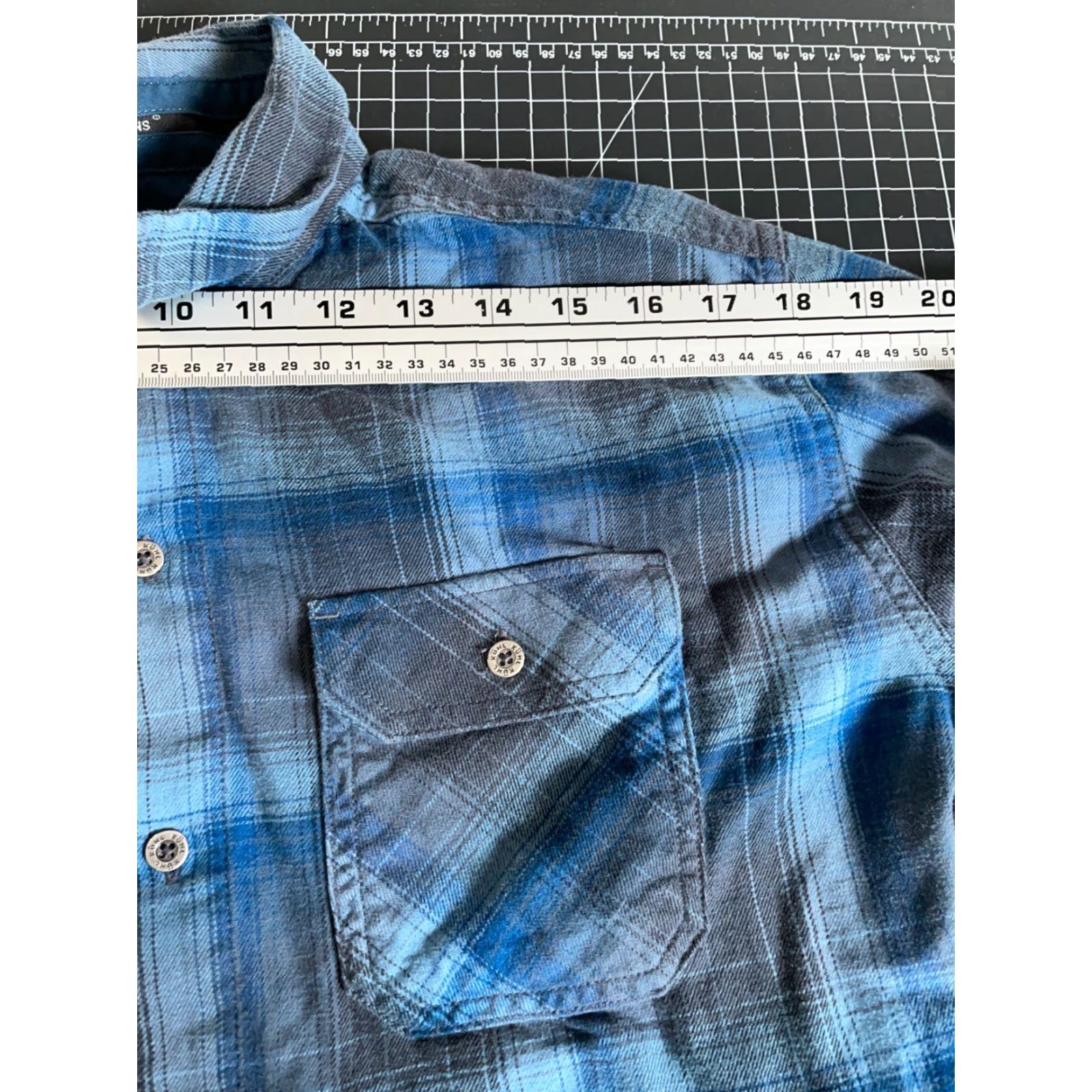 Vintage VINTAGE? No. Kuhl Dillingr Flannel Shirt Mens Large Blue Plaid Cotton-Tencel 7186 Long Sleeve Button-Up Fall Winter Casual Workwear Mens Size US L / EU 52-54 / 3 - 7 Thumbnail