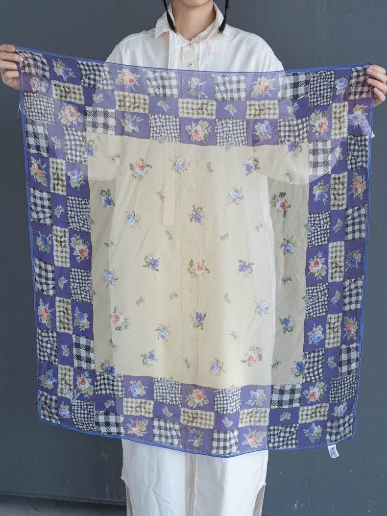 Kenzo KENZO Vintage purple embroidered checkered silk scarf Size ONE SIZE - 5 Thumbnail