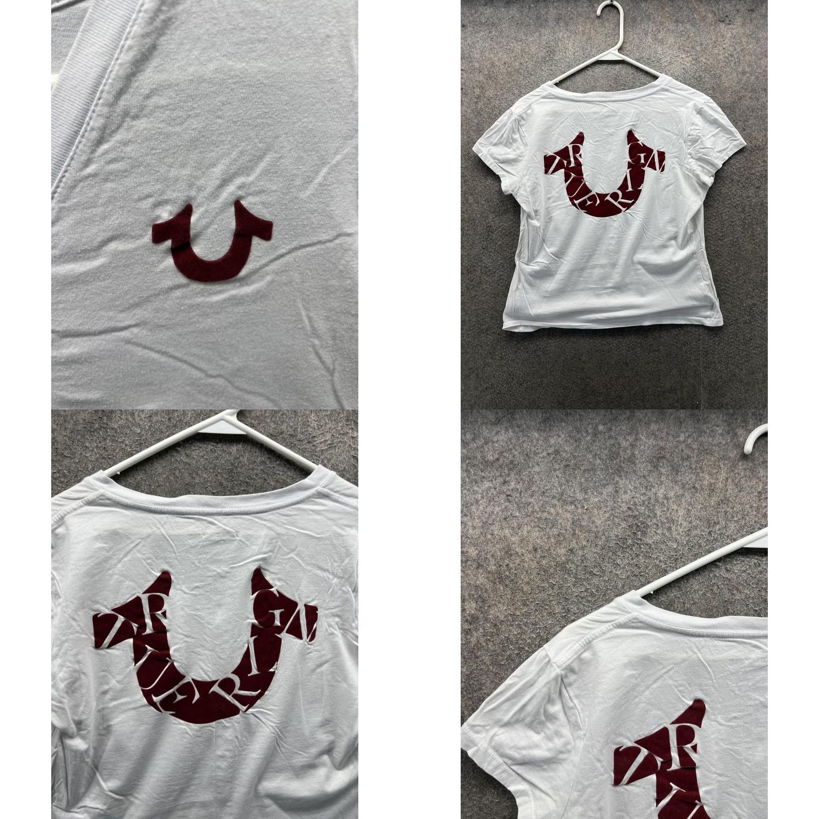 True Religion VINTAGE? No — True Religion Shirt Womens Large White V Neck Logo Short Sleeve Jersey Top Size L / US 10 / IT 46 - 8 Thumbnail
