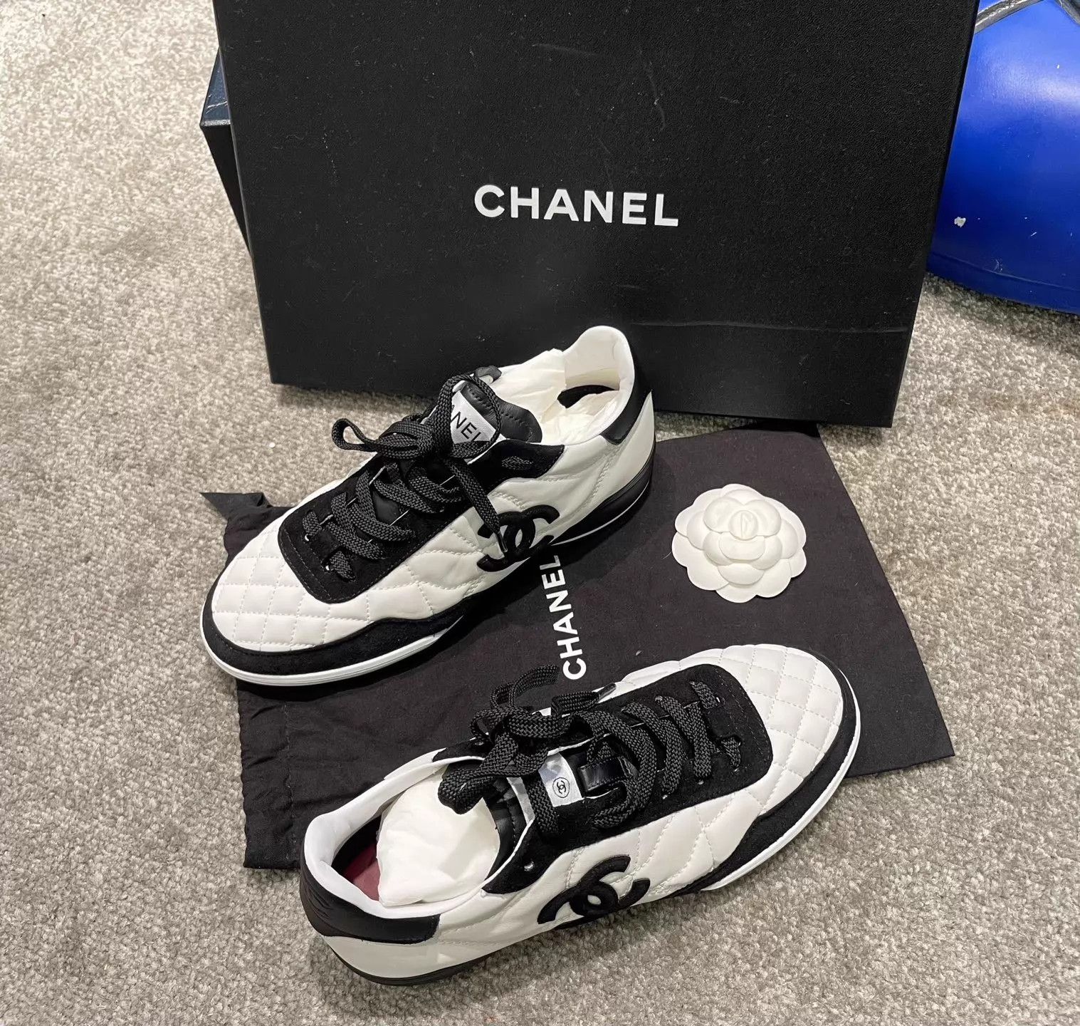 Chanel CHANEL Lambskin Panda Deauville Sneaker Black White EU36 Size US 5.5 / IT 35.5 - 3 Thumbnail