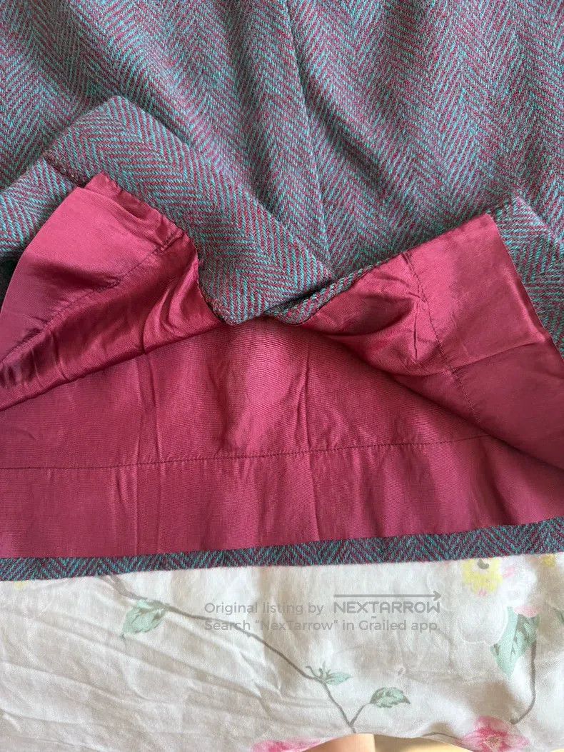 Hermes Hermes Wool half-skirt, purple-red herringbone fabric, inn Size 28" / US 6 / IT 42 - 4 Thumbnail