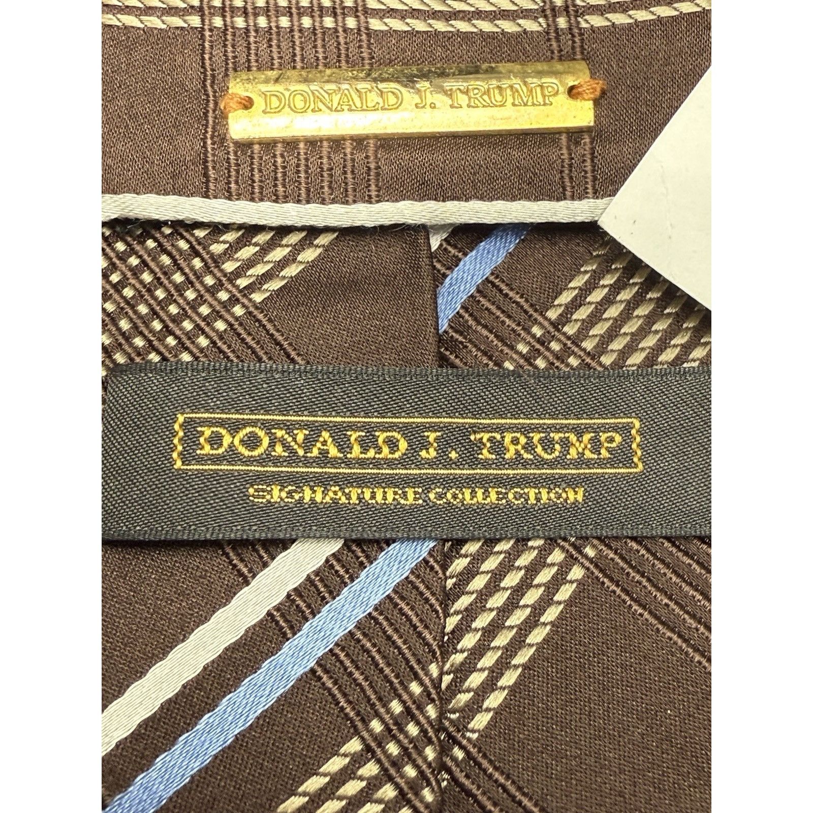 Donald Trump Donald J Trump Signature collection Tie Brown Striped 59" Size ONE SIZE - 4 Thumbnail