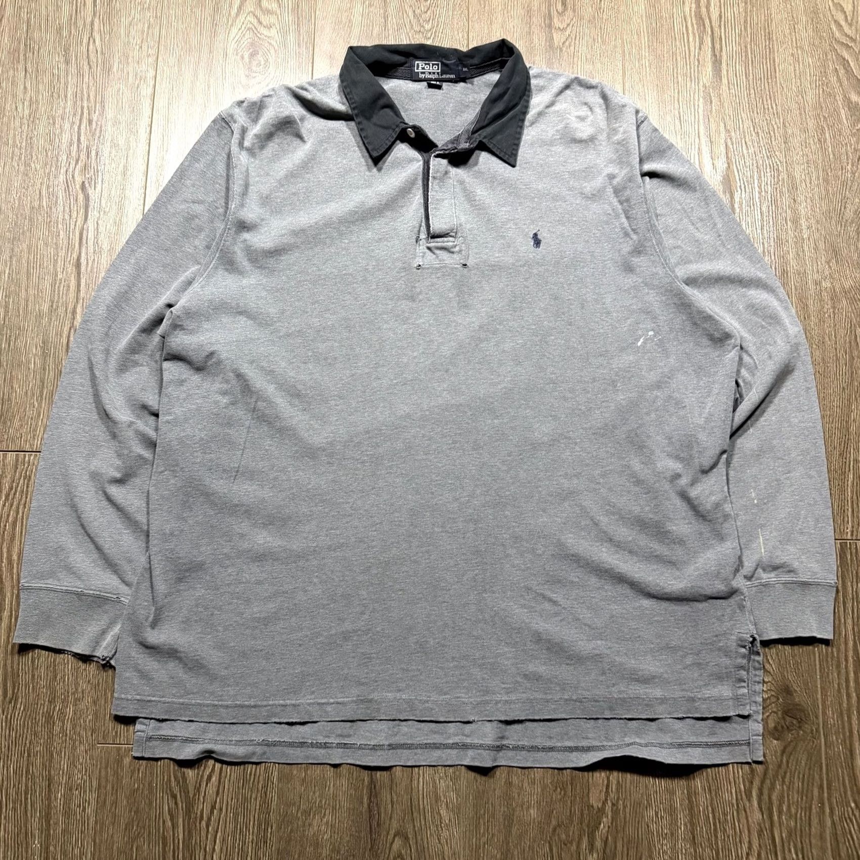 Polo Ralph Lauren VINTAGE Polo by Ralph Lauren Rugby Shirt 2XL Gray Collar Long Sleeve Polo Shirt Mens Size US XXL / EU 58 / 5 - 3 Thumbnail