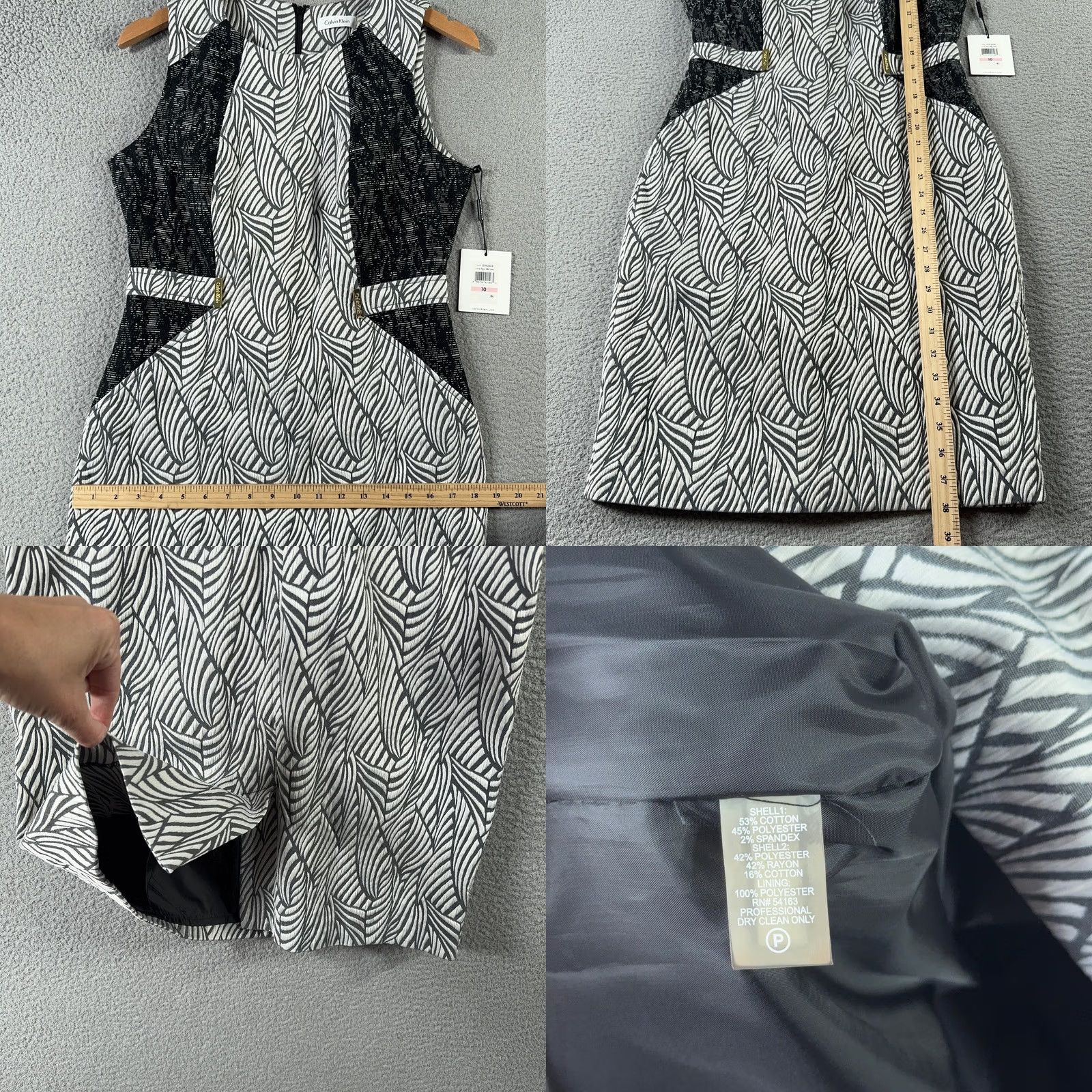 Calvin Klein Calvin Klein Dress Women 10 Black White Sleeveless Sheath Cocktail Wedding guest Size L / US 10 / IT 46 - 8 Thumbnail