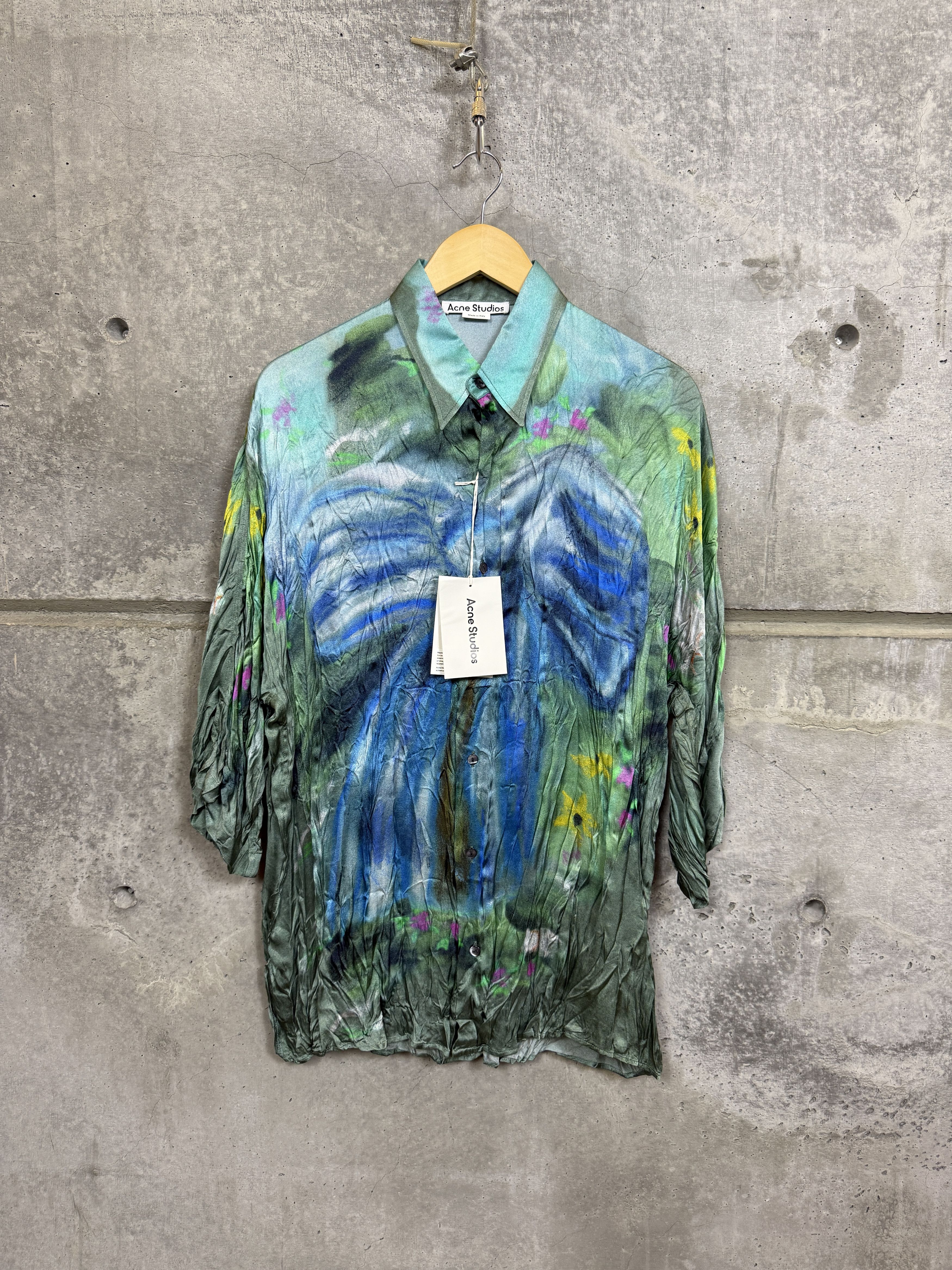 Acne Studios $580 Acne Studios Sandroki Printed Crinkled Viscose Shirt Size US M / EU 48-50 / 2 - 6 Thumbnail