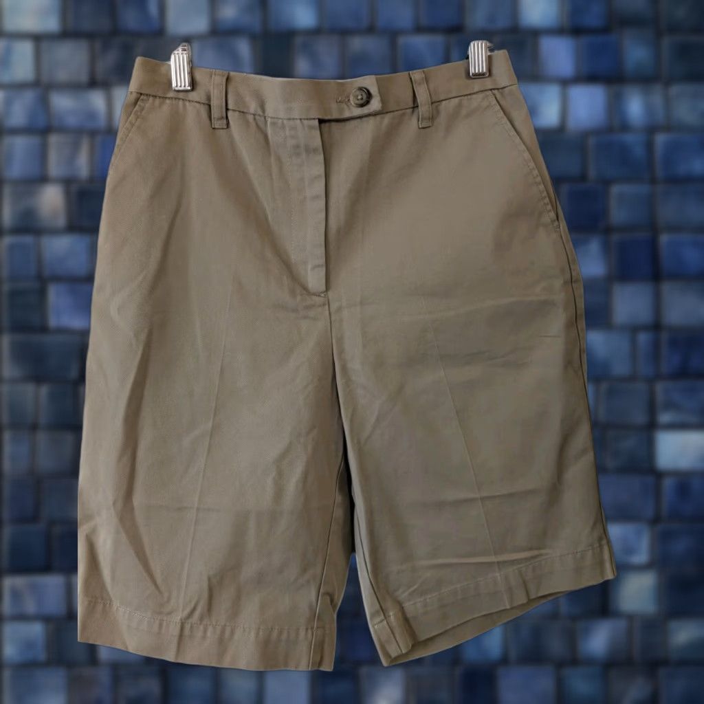 Lands' End Lands End Women Shorts 8 Khaki Tan Zipup Bermuda Pockets Elastic Flat Front Slim Fit Casual Summer Women’s Pants Size 30" / US 8 / IT 44 - 1 Thumbnail