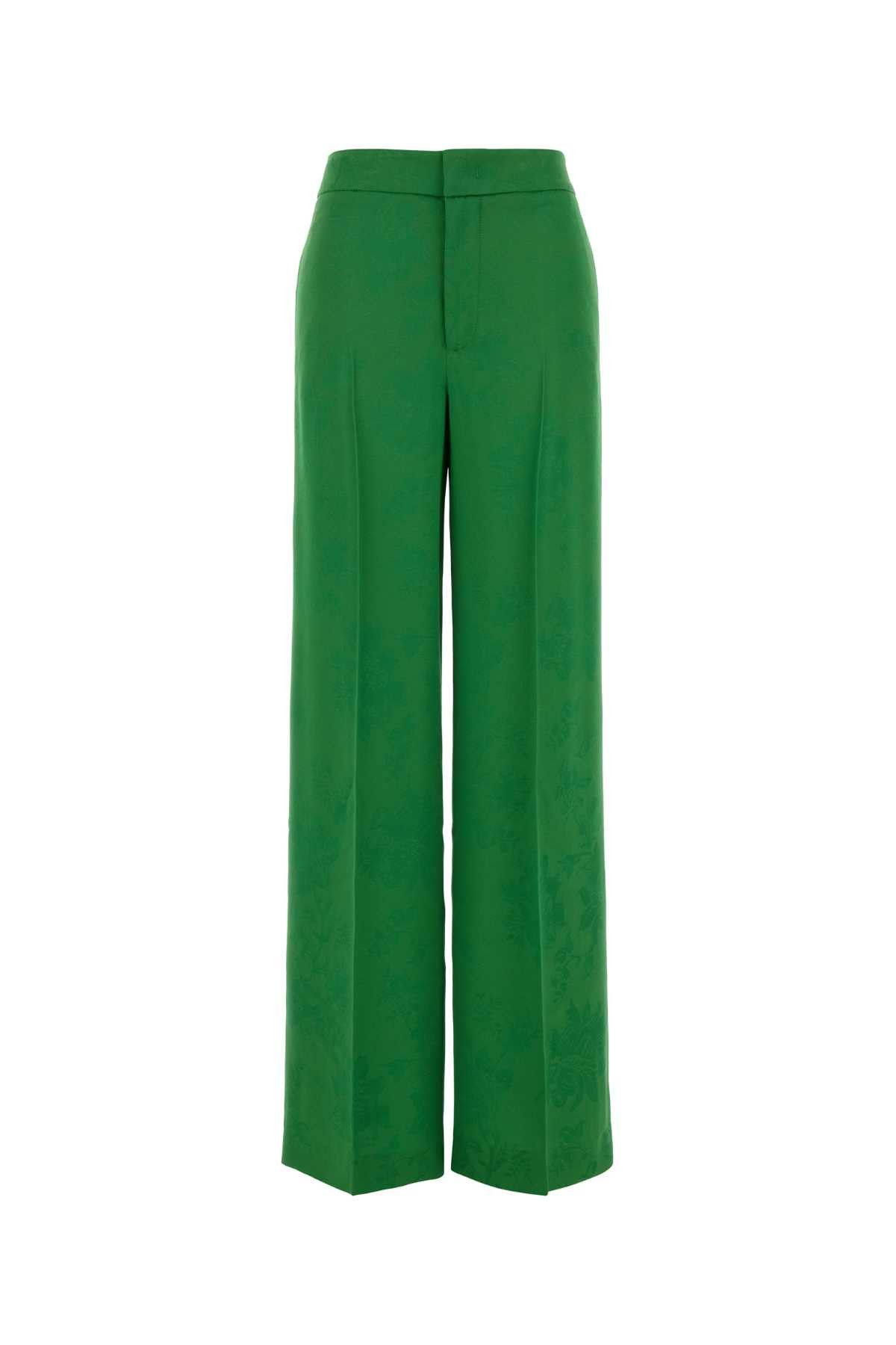 Green Jacquard Wide-Leg Pant