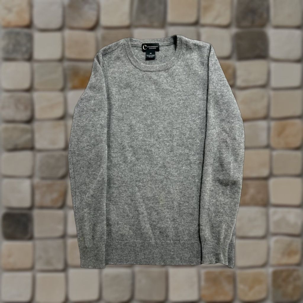 Bloomingdale's C By Bloomingdales Sweater Womens XS Gray Cashmere Tight Knit Ribbed Trim Casual Size XS / US 0-2 / IT 36-38 - 1 Thumbnail