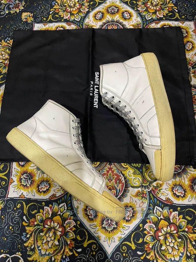 Saint Laurent Paris Saint Laurent Paris Silver Thread Lace-Up Sneakers Size US 7 / EU 40 - 4 Thumbnail