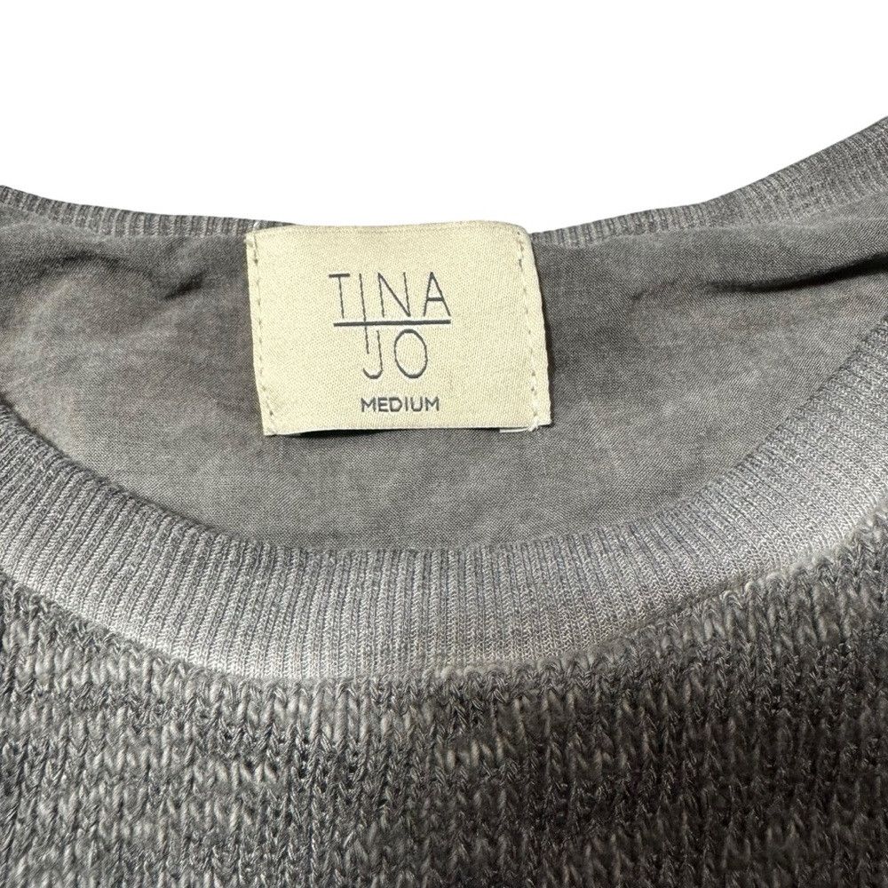 Other Tina + Jo MIxed Media Long Sleeve Grey Cotton Rayon Sweater Size M / US 6-8 / IT 42-44 - 7 Thumbnail