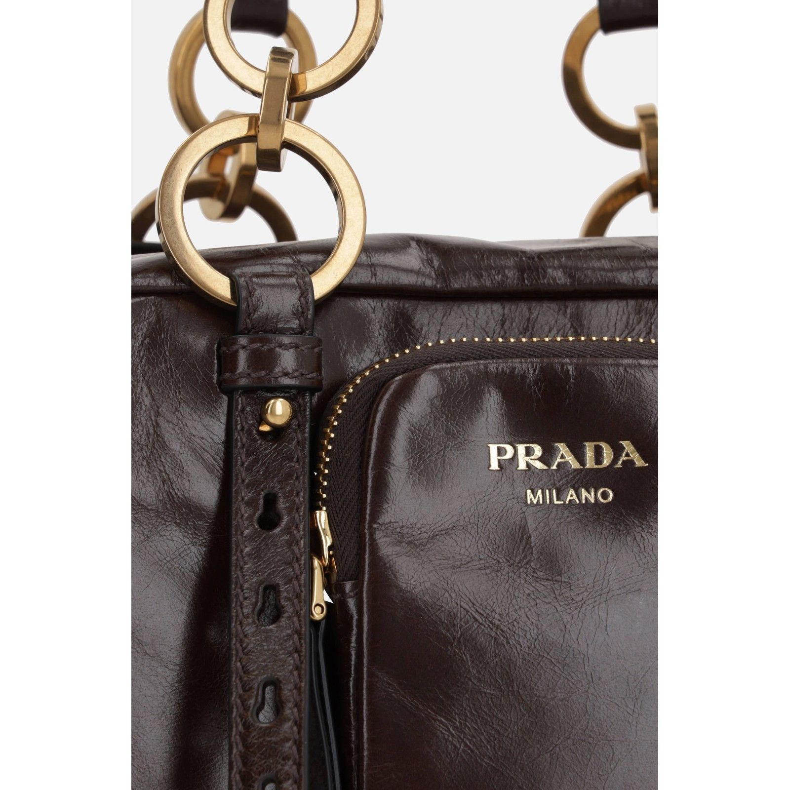 Prada PRADA Dangle Medium Dark Brown Top Handle Bag New & Authenti Size ONE SIZE - 4 Thumbnail