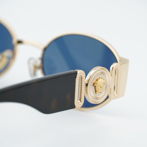 Versace Versace VE2299 100280 Sunglasses Gold Oval Frame, Dark Blue Size ONE SIZE - 5 Thumbnail