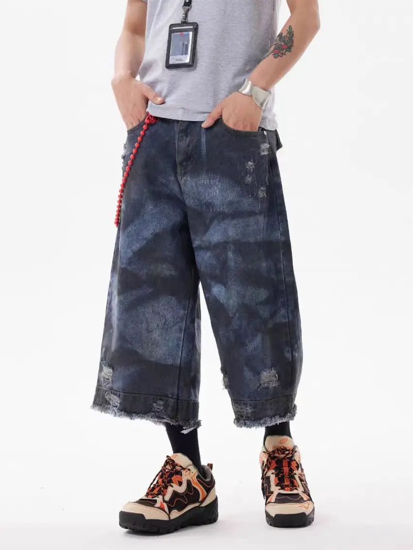 Designer × Japanese Brand Vintage loose fit ripped denim shorts Size US 32 / EU 48 - 2 Thumbnail