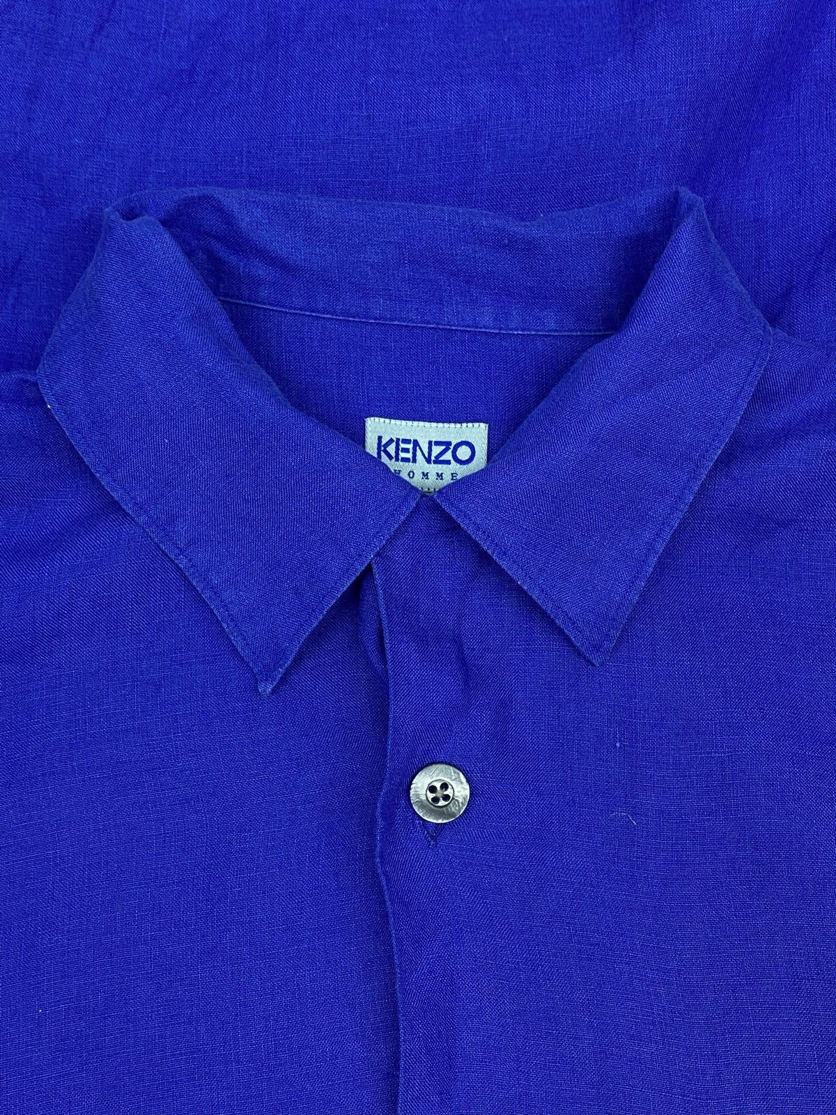 Kenzo Vintage Kenzo Homme Royal Blue Linen Shirt Old Money Size US L / EU 52-54 / 3 - 16 Thumbnail