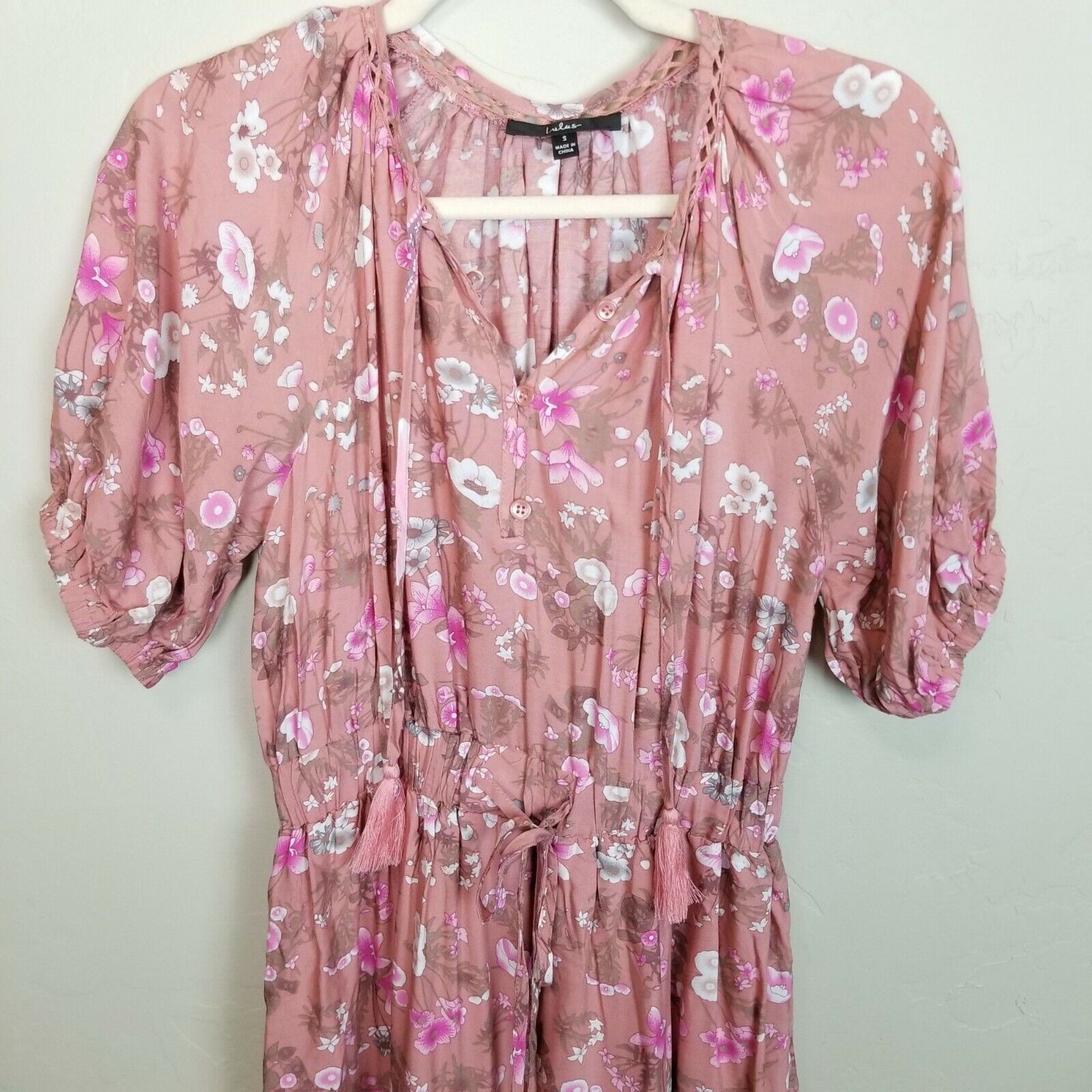 Lululemon Lulu's Womens S Pink Floral Short Sleeve Midi Dress Cottage Size S / US 4 / IT 40 - 2 Thumbnail