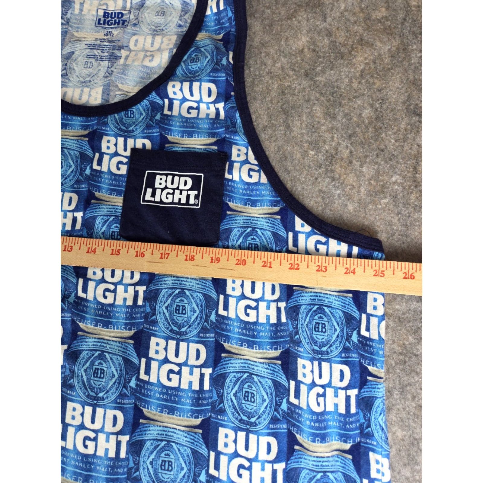 Vintage Bud Light Tank Top Mens 2XL Blue White AOP Graphic Shirt Size US XXL / EU 58 / 5 - 6 Thumbnail