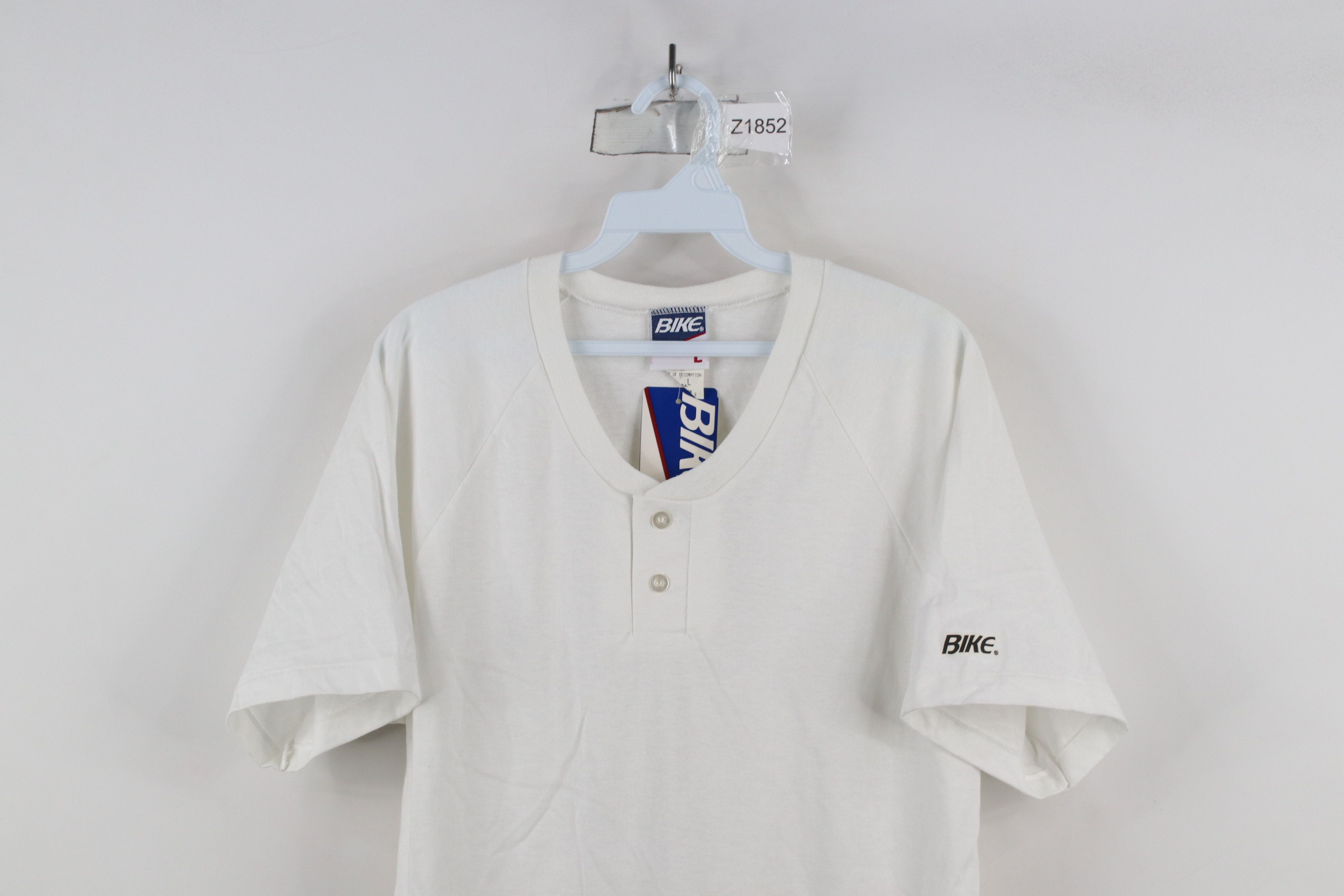 Vintage Deadstock Vintage 90s Streetwear Henley T-Shirt White USA Size US L / EU 52-54 / 3 - 2 Thumbnail