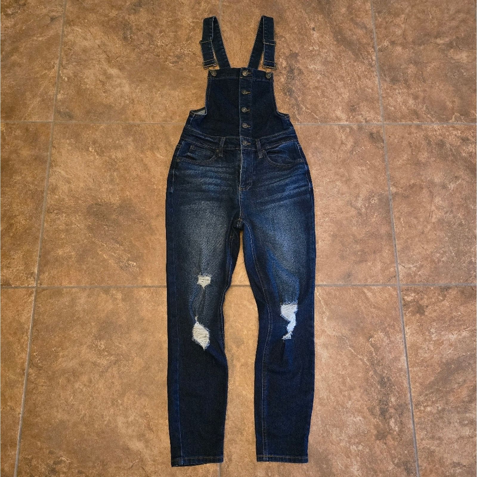 Other Dark Denim | NOBO | Distressed Overalls Size 27" / US 4 / IT 40 - 1 Thumbnail