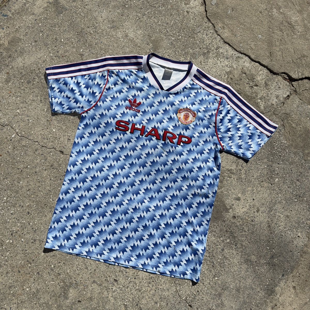 Adidas FC MANCHESTER UNITED 1990-92 AWAY SHIRT ADIDAS JERSEY SOCCER Size US L / EU 52-54 / 3 - 1 Thumbnail