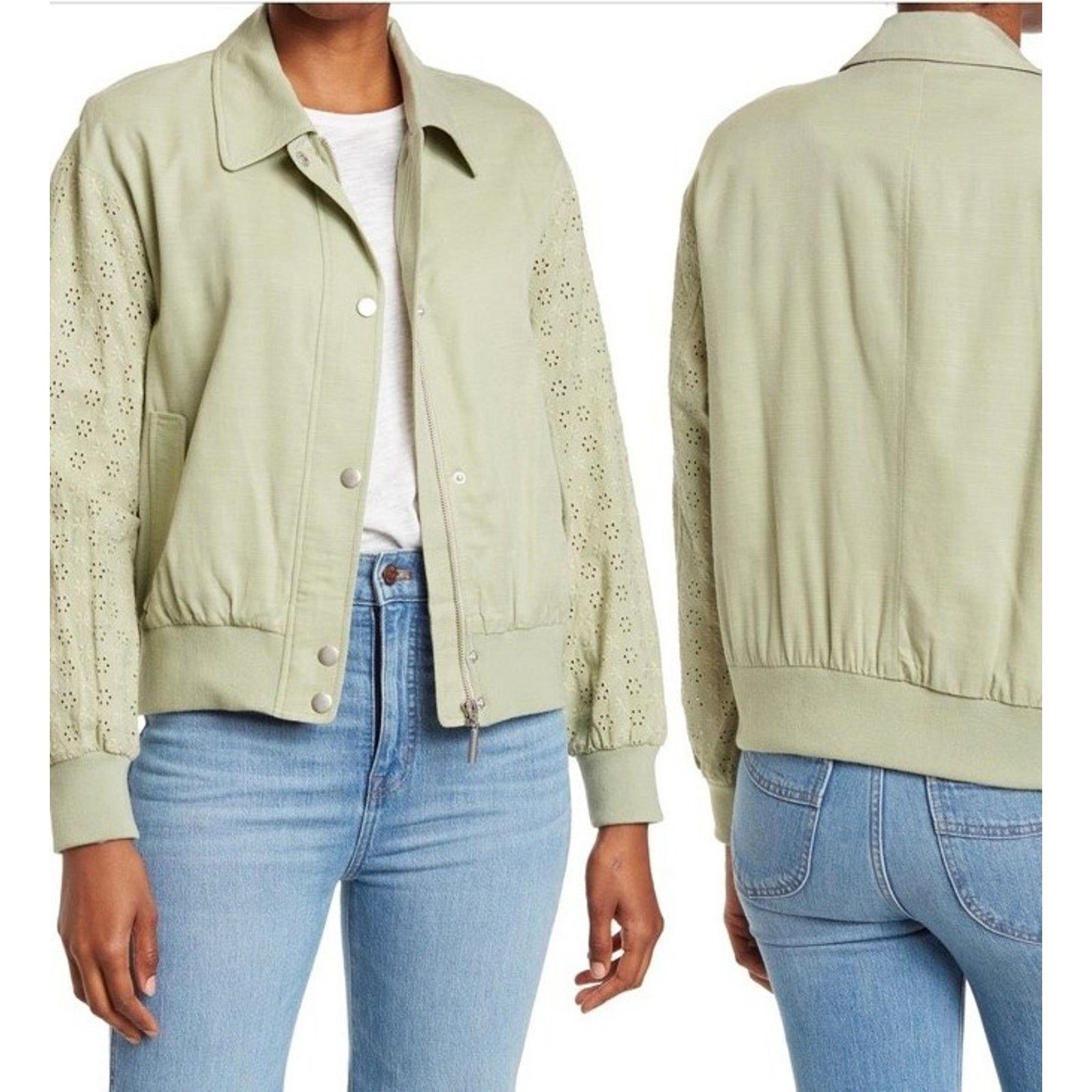 Avec Ces Freres Avec Les Filles Eyelet Sleeve Cotton Jacket Size M A003052 Size M / US 6-8 / IT 42-44 - 4 Thumbnail