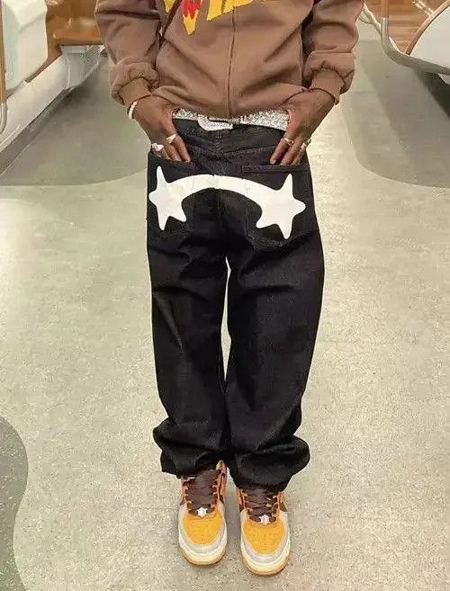 VIBE Star Black Baggy Denim Jeans Size US 32 / EU 48 - 5 Thumbnail