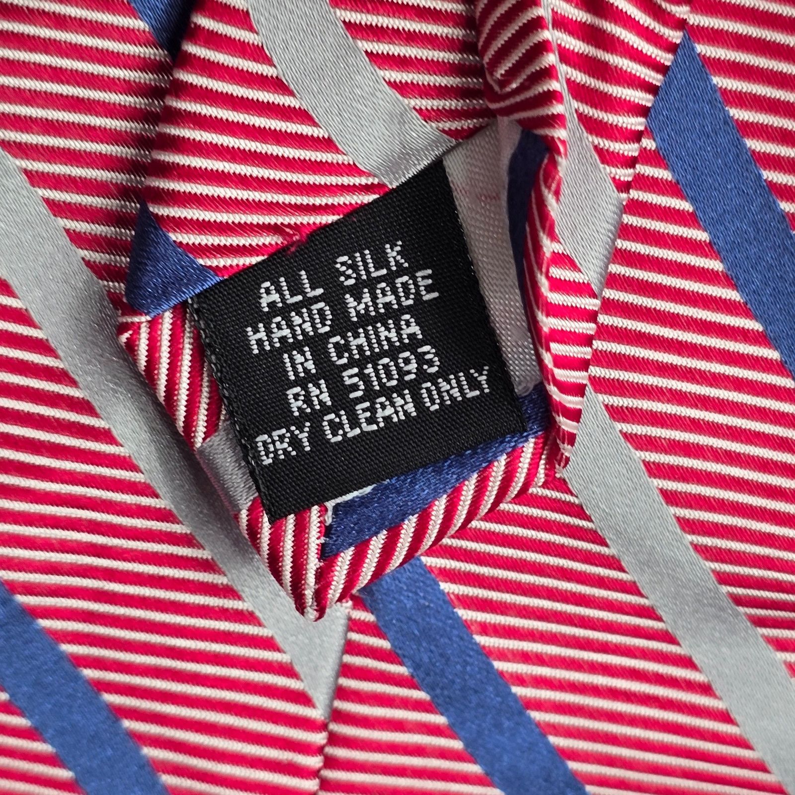 Stafford Stafford Red Stripe Repp Geometric 100% Silk Neck Tie NWOT Size 30 - 5 Thumbnail
