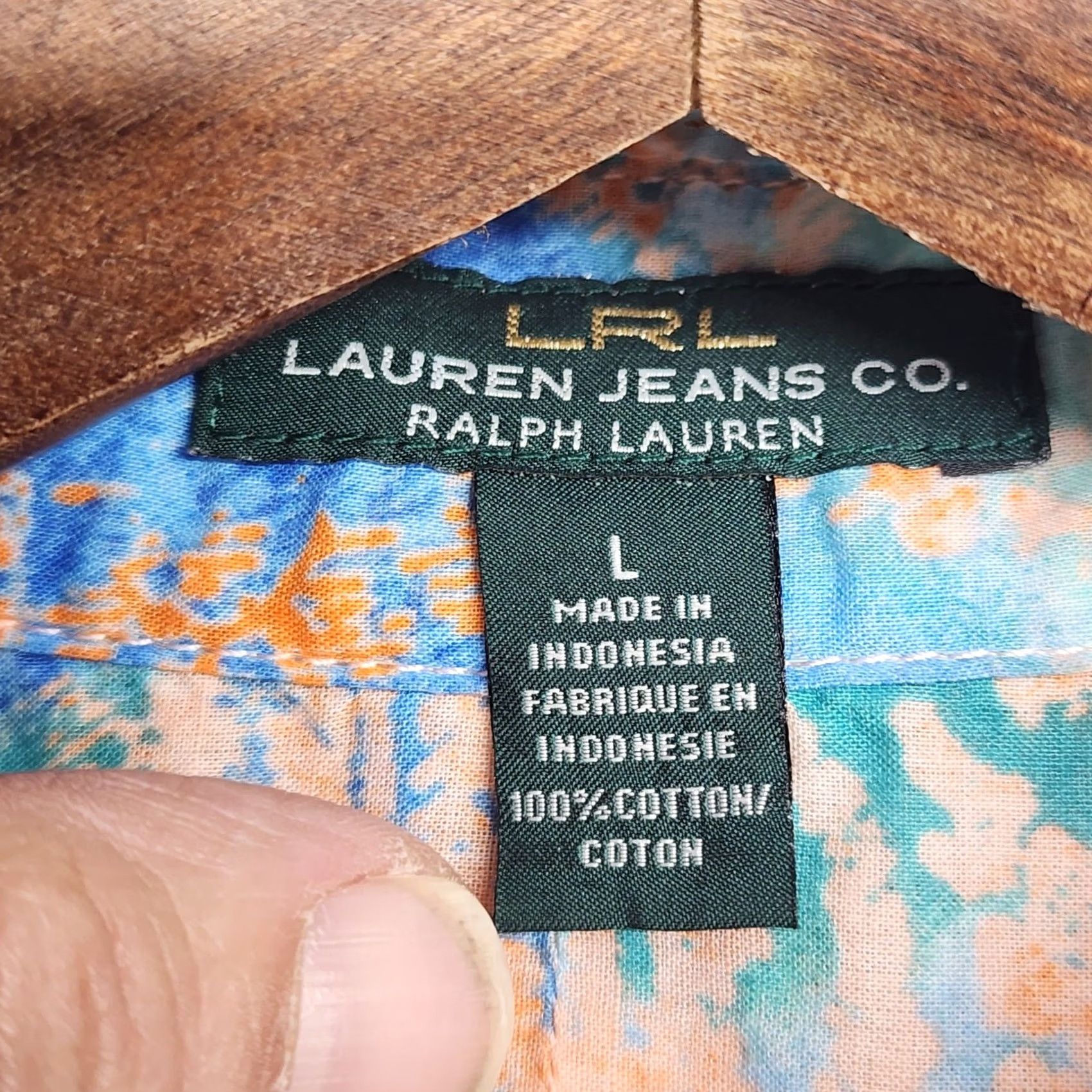 CO VINTAGE LRL Lauren Jeans Co Top Womens Large Button Up Roll Tab Sleeves Lightweight Blouse Womens Boys? Size L / US 10 / IT 46 - 3 Thumbnail