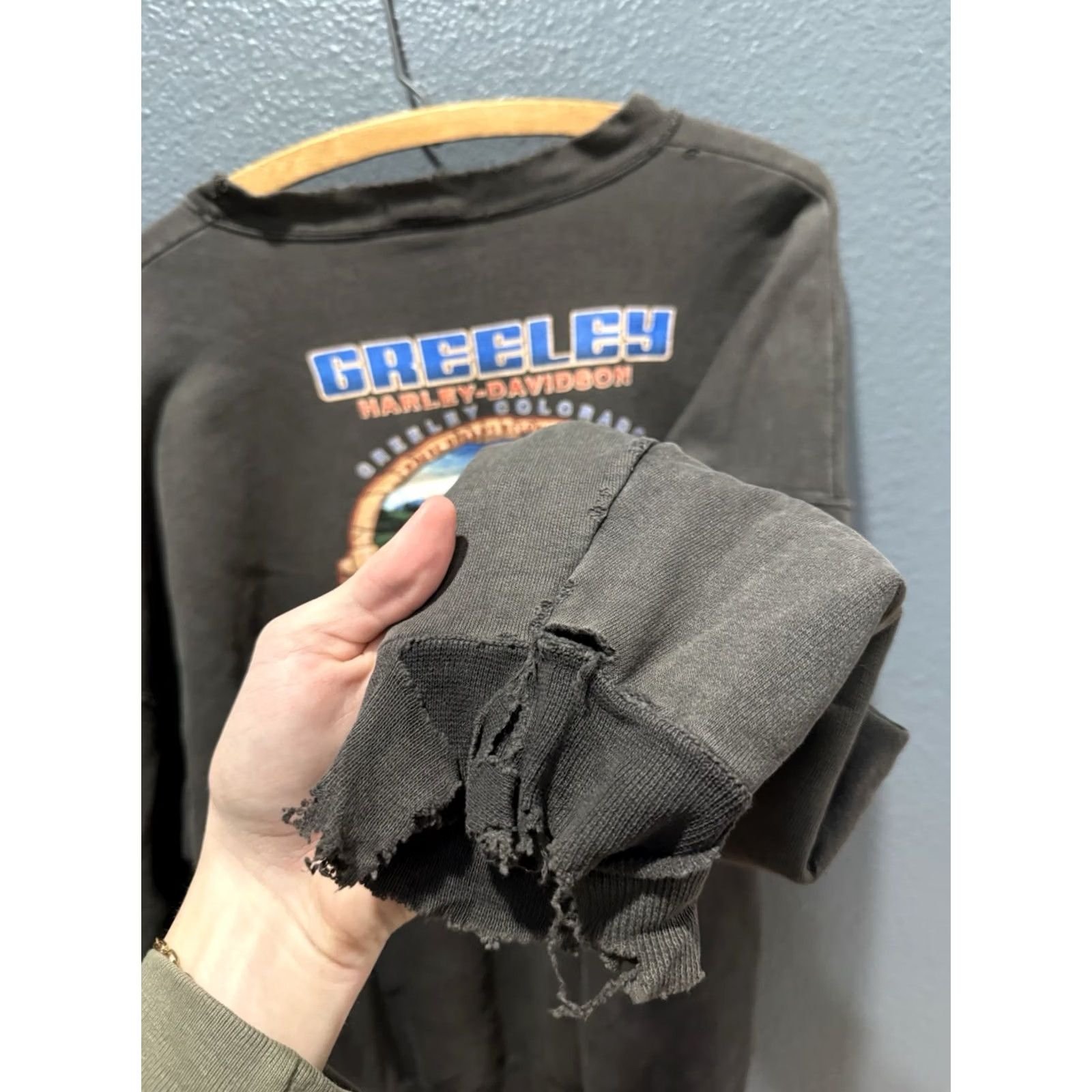 Harley Davidson VINTAGE Harley Davidson Motorcycles Sweatshirt Men XL Black Cotton Distressed Pullover Size XL Women? No. Size US XL / EU 56 / 4 - 7 Thumbnail