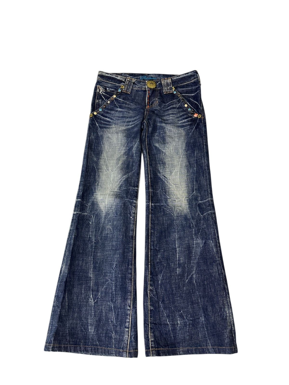 GOA 2000s Riobera Washed Studded Flare Goa Lgb Y2K Style Jeans Size US 29 - 4 Thumbnail