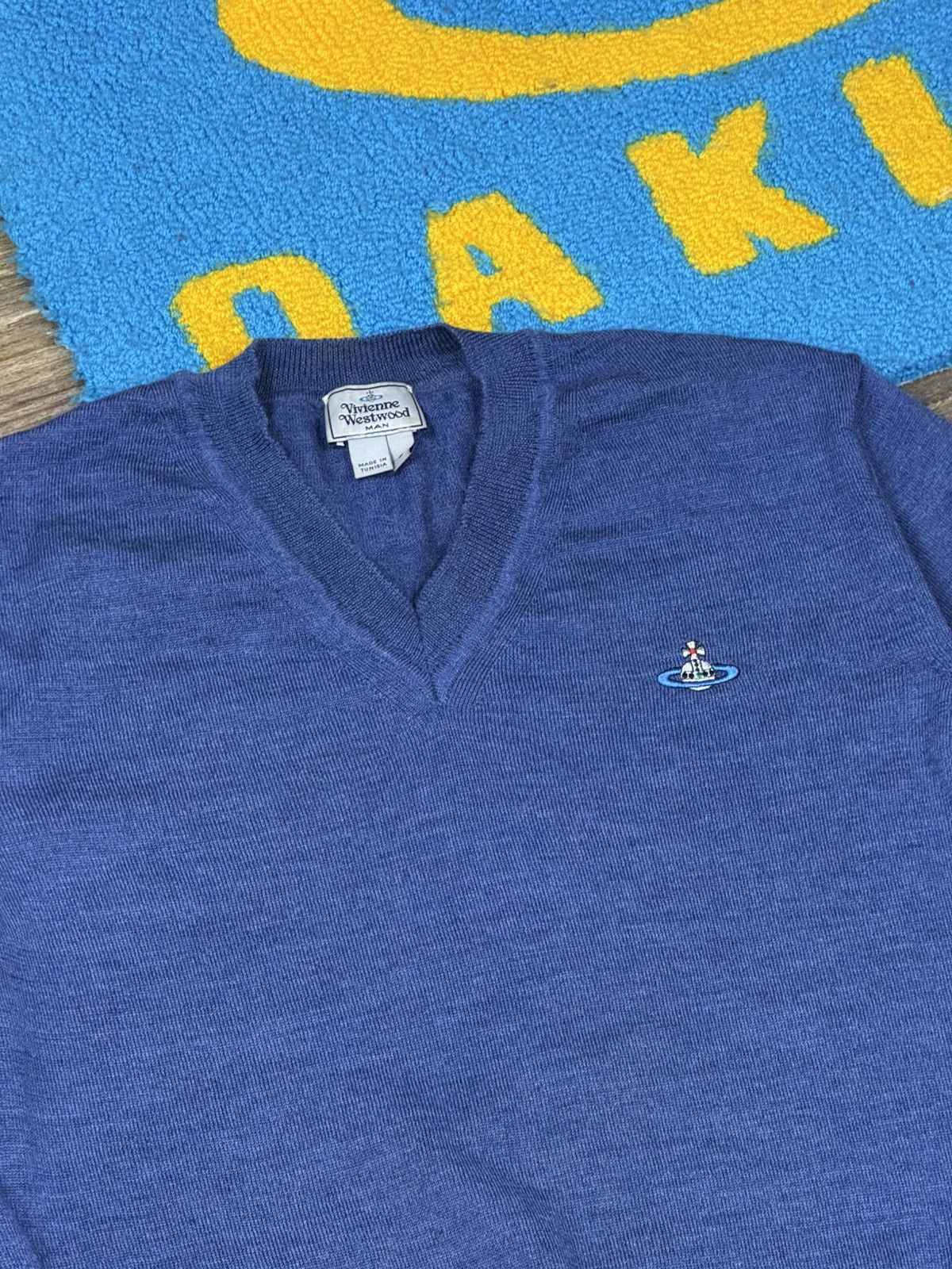Vivienne Westwood Vivienne Westwood Blue Wool V Neck Sweater Size US S / EU 44-46 / 1 - 4 Thumbnail