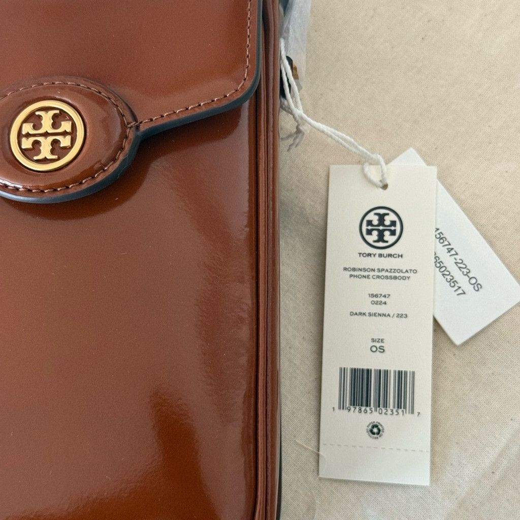 Tory Burch NEW Tory Burch Robinson Spazzolato Phone Crossbody - Leather Size ONE SIZE - 6 Thumbnail