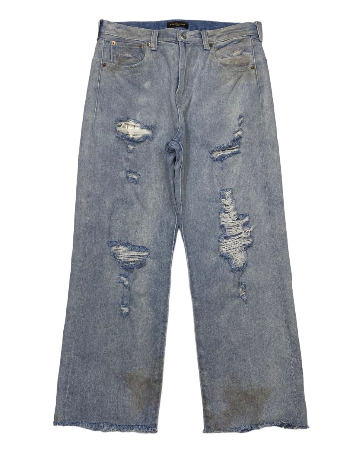 If Six Was Nine RAG MACHINE DISTRESSED DENIM PUNK RELEASE HEM CROPPED JEANS Size US 30 / EU 46 - 1 Thumbnail
