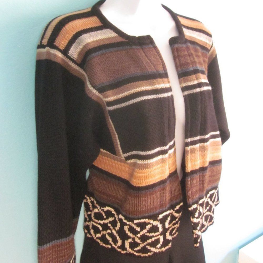 Handmade Bill Baber Handknit in Edinburgh Scotland Brown Crop Cardigan Sweater Size M Size M / US 6-8 / IT 42-44 - 5 Thumbnail