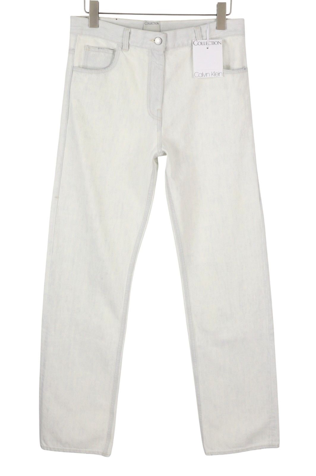 Calvin Klein W28/L32 White Faded Relaxed Straight Denim 87840 Size 28" / US 6 / IT 42 - 1 Thumbnail