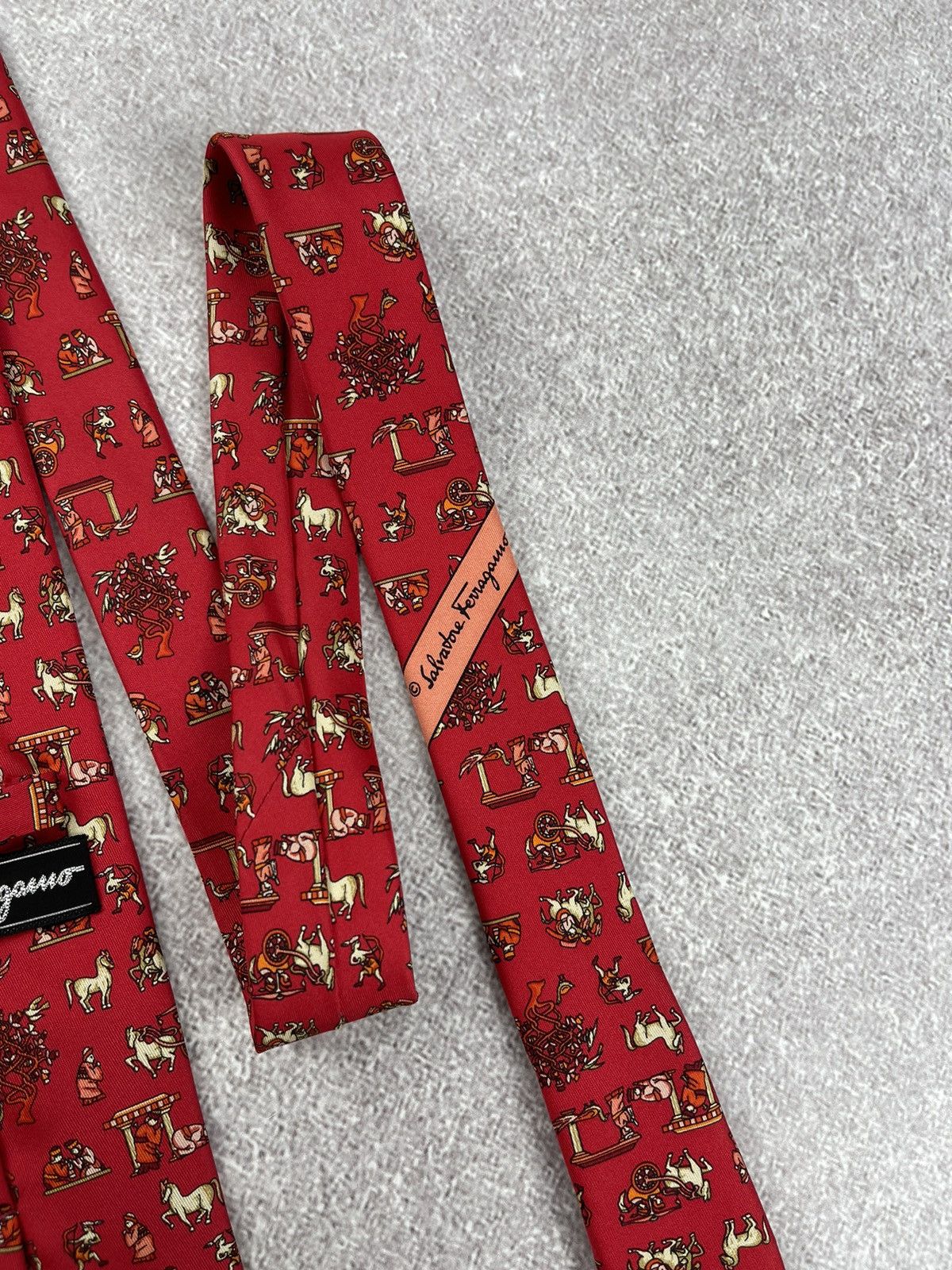 Salvatore Ferragamo × Vintage Vintage Salvatore Ferragamo Printed Silk Tie Size ONE SIZE - 10 Thumbnail