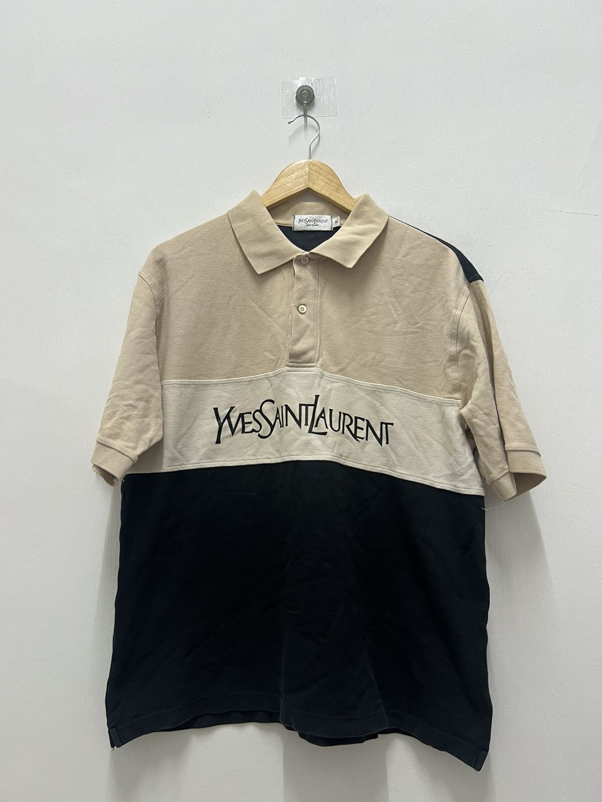 Yves Saint Laurent YSL Yves Saint Laurent Solid Black SS Cotton