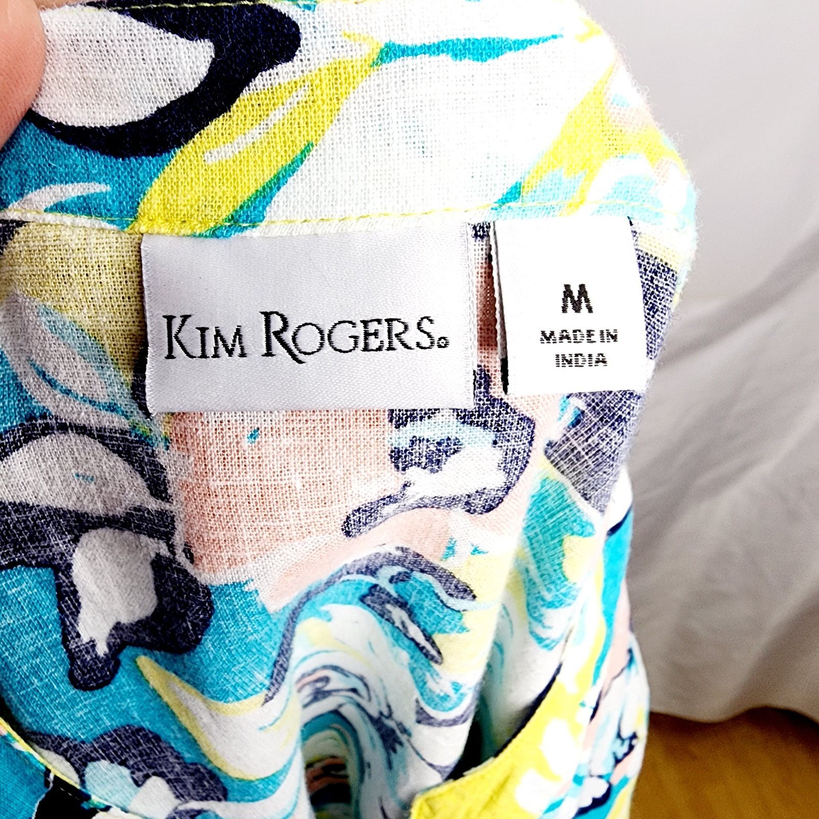 Other Kim Rogers V Neck Button Front Floral Linen Blend Top Size M / US 6-8 / IT 42-44 - 3 Thumbnail