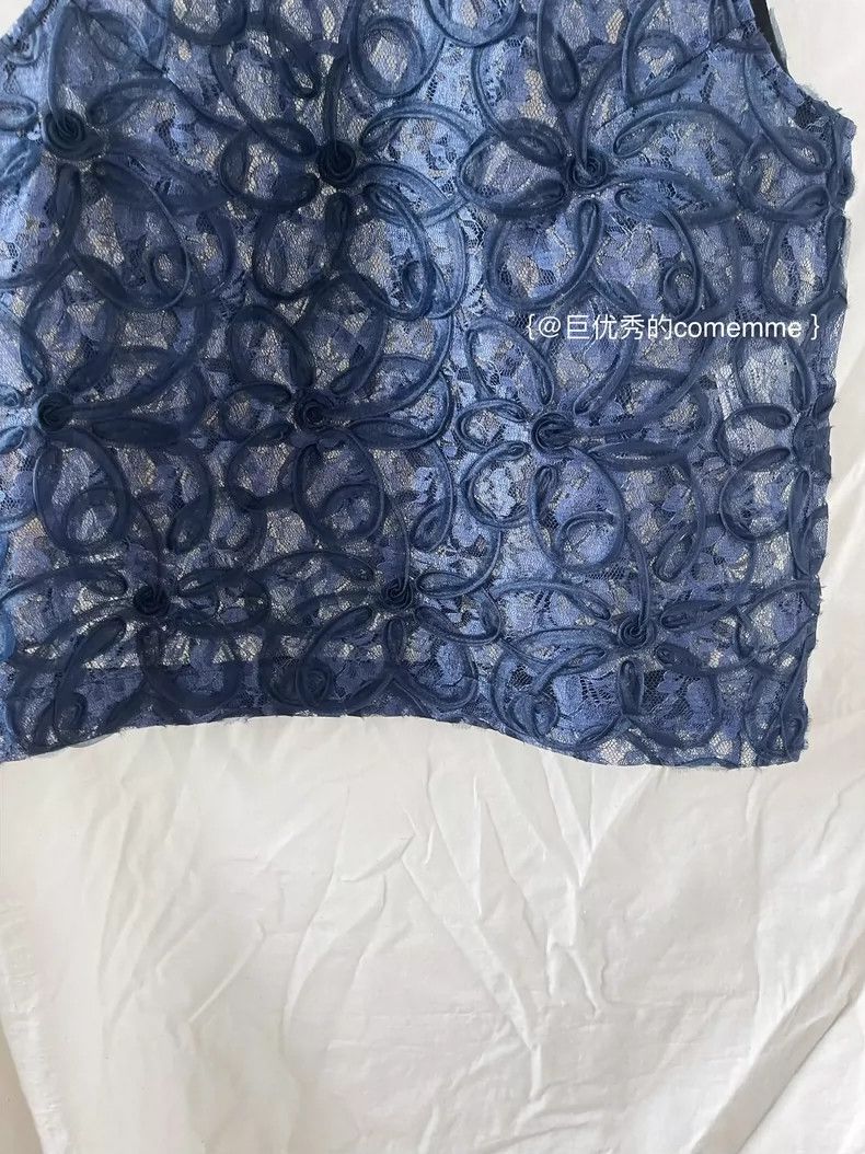 Comme des Garcons Comme Des Garcons Navy, dark blue lace, hollowed-out flowe Size S / US 4 / IT 40 - 5 Thumbnail