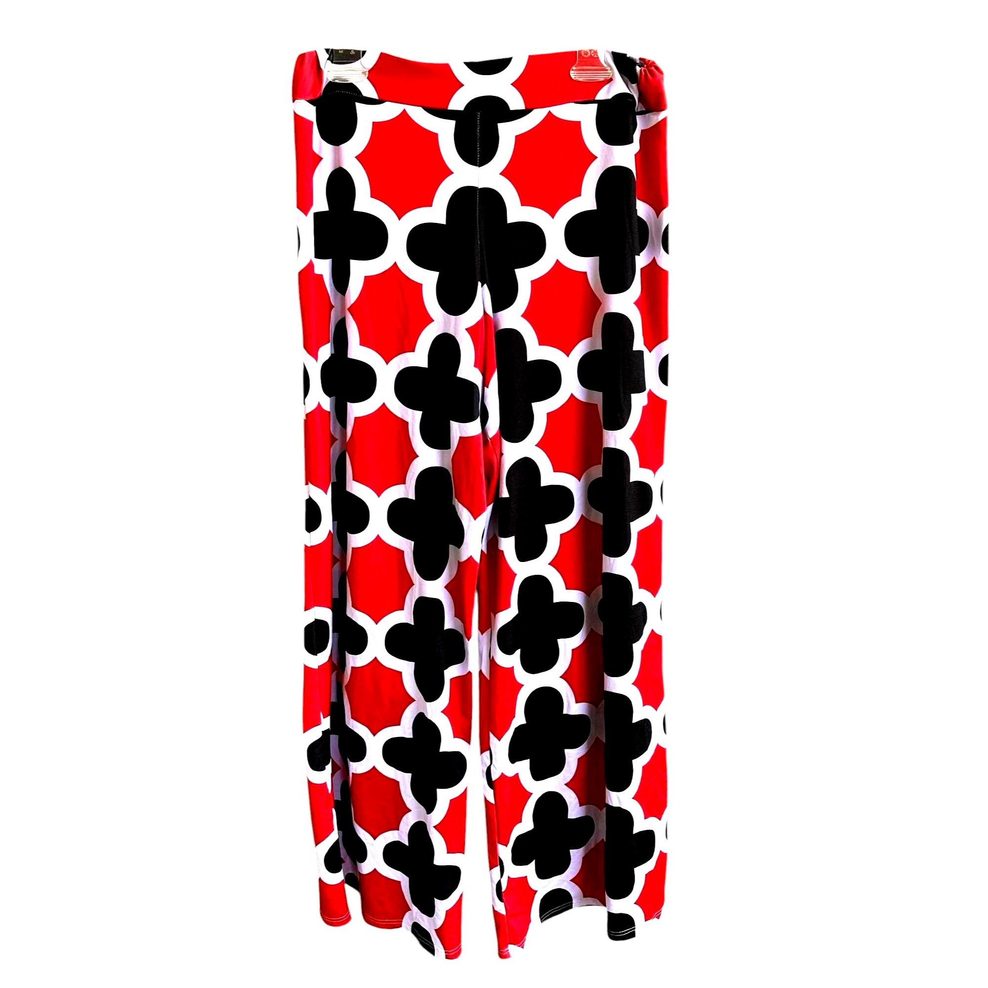 Vintage Polly Wolly Doodle Pants XL Red Black White Wide Legs Elasti Size 31" - 1 Thumbnail